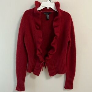 Marina Luna angora lambswool blend cardigan sweater red small coquette luxury